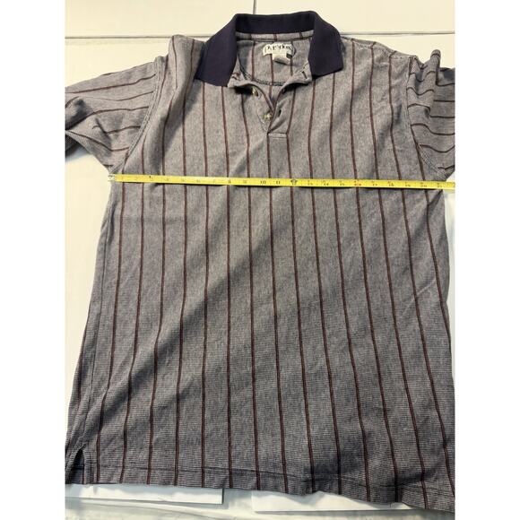 Mens Vintage Soprano Style Paradox MT/LT Navy Pin Stripe Long Sleeve Polo - Picture 6 of 8